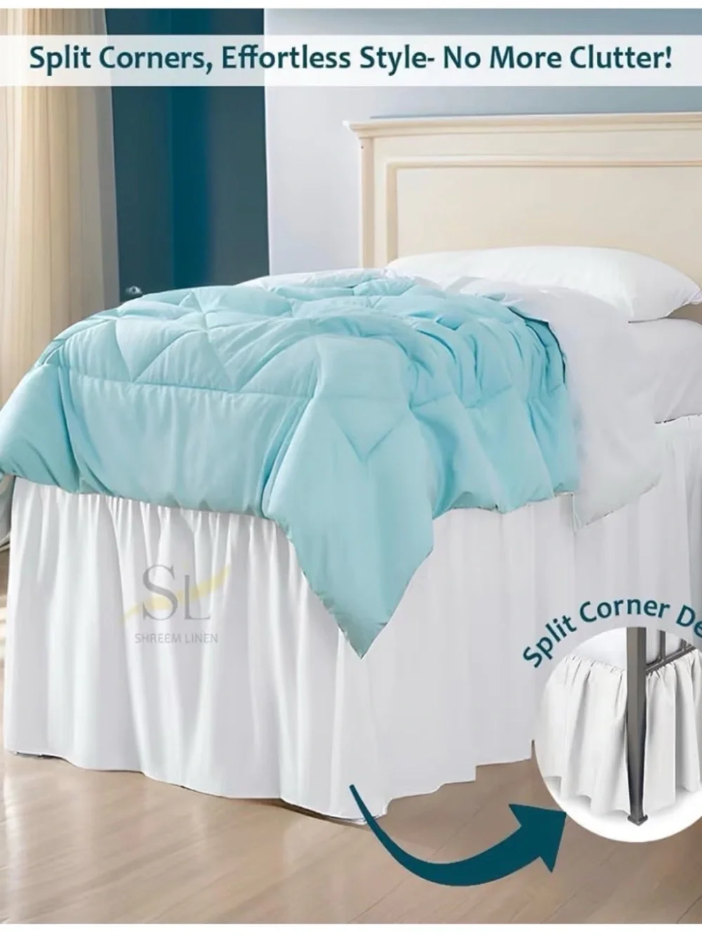 White Twin XL Bed Skirt - 56